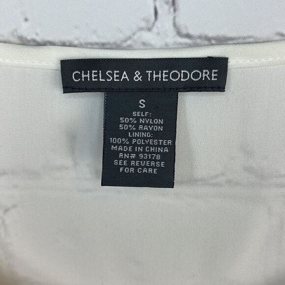 Chelsea & Theodore Womens White Sheer Layered Top Blouse Asymmetrical Hem - Picture 2 of 8
